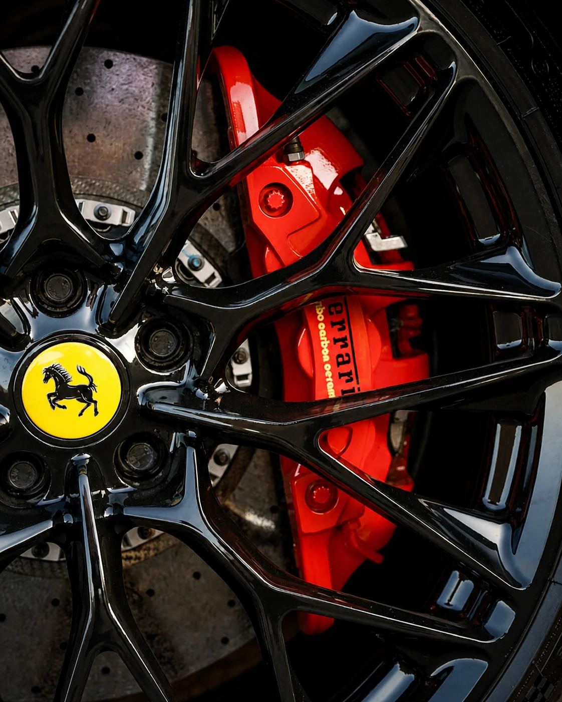 Detailed Ferrari wheel and brake